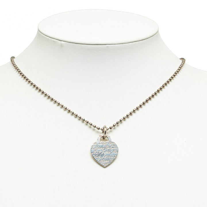 Tiffany & Co Notes Heart Ball Chain Necklace Silver SV925 in Good Condition