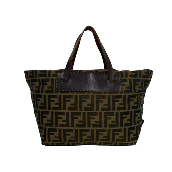 Fendi Zucca Nylon Leather Handbag