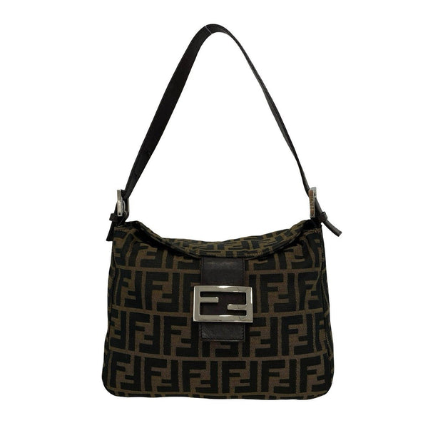Fendi Zucca Canvas Leather Shoulder Bag