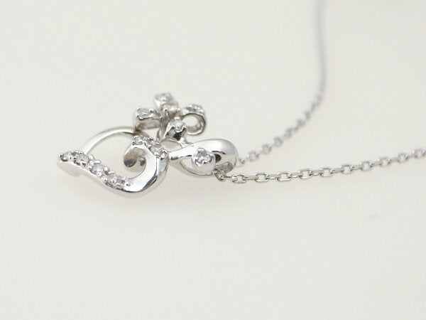 Vendome Aoyama Diamond Necklace K18WG White Gold Heart Flower in Great Condition