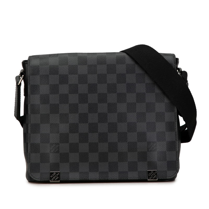 Louis Vuitton Damier Graphite District Shoulder Bag N41028 Black PVC Leather in Very Good Condition