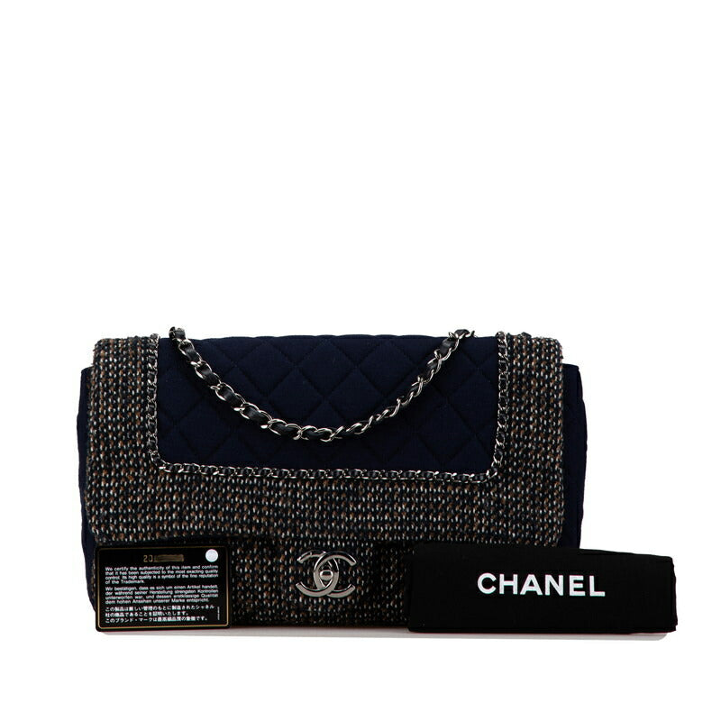 Chanel Cotton Tweed Chain Shoulder Bag