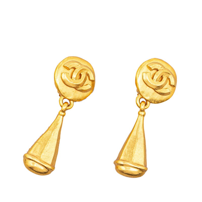 Chanel Vintage Coco Mark Earrings Gold Plated in Great Condition