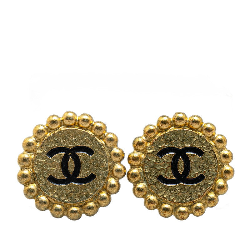 Chanel Vintage Coco Mark Round Earrings Gold