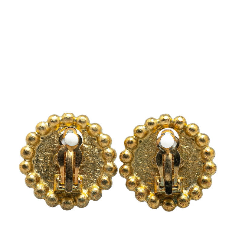 Chanel Vintage Coco Mark Round Earrings Gold