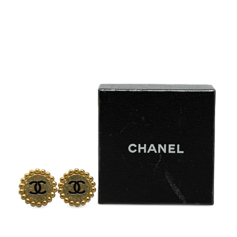 Chanel Vintage Coco Mark Round Earrings Gold