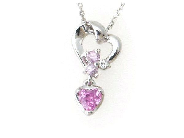 Pre-owned 18K White Gold Pink Sapphire Necklace in Great Condition