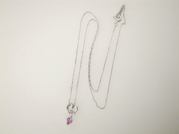 Pre-owned 18K White Gold Pink Sapphire Necklace in Great Condition