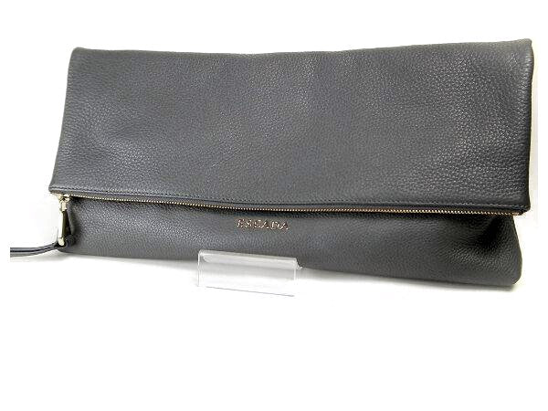 Escada Gray Leather Clutch Bag in Great Condition