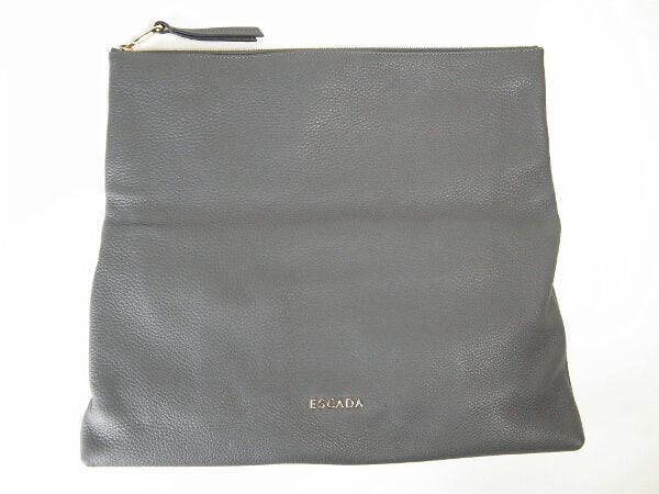 Escada Gray Leather Clutch Bag in Great Condition