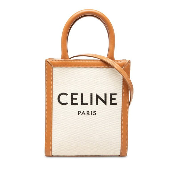 CELINE Mini Vertical Cabas Canvas Leather 2way Bag