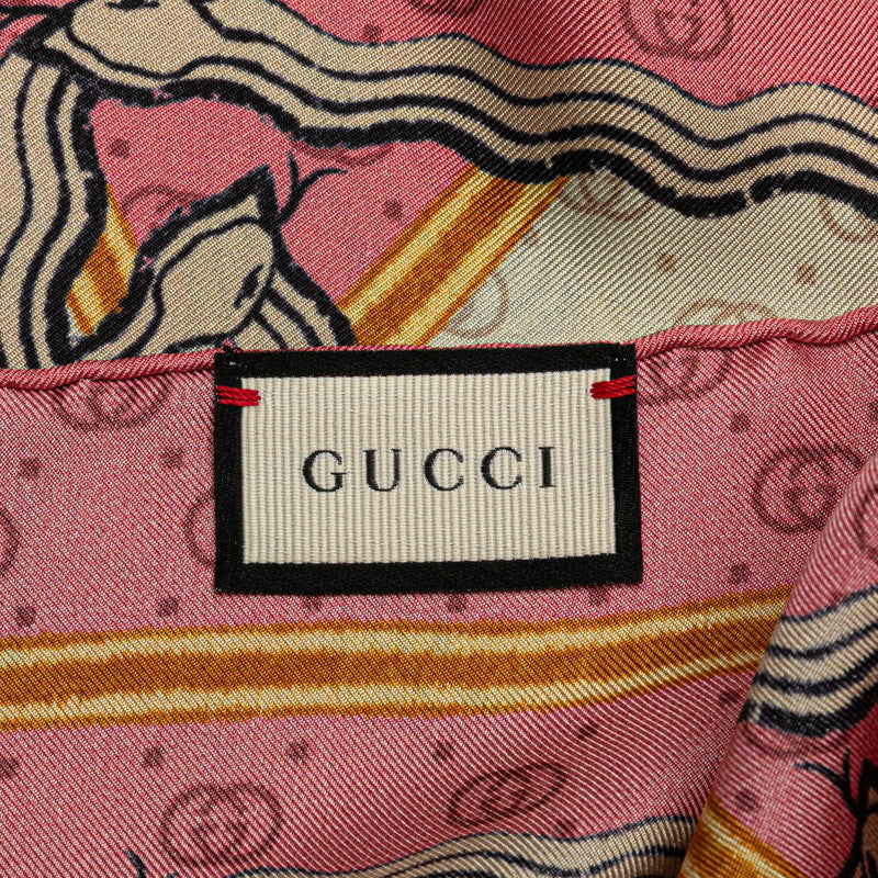 Gucci Silk GG Snake Geometric Scarf