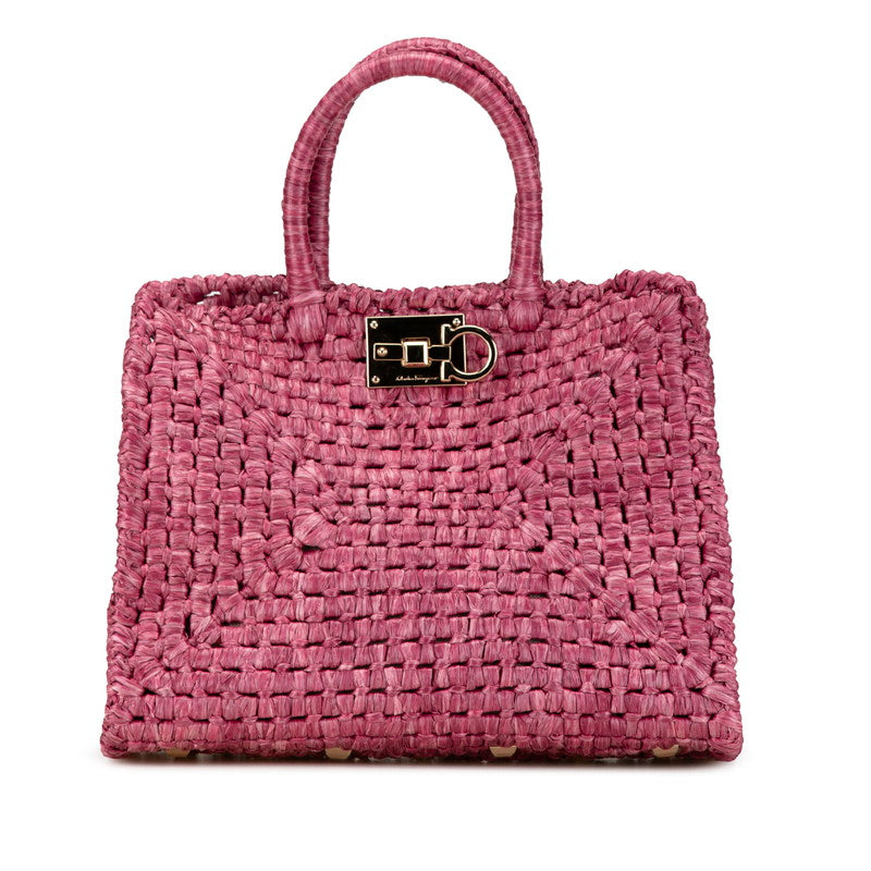 Salvatore Ferragamo Raffia Gancini Handbag