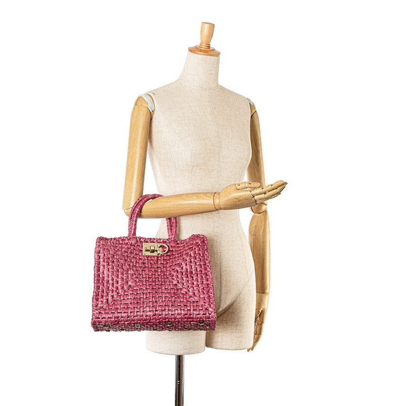 Salvatore Ferragamo Raffia Gancini Handbag