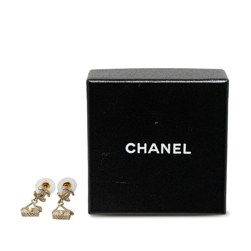 Chanel Coco Mark Bag Motif Earrings Gold