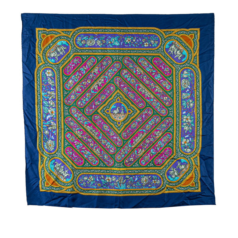 Hermes Silk Scarf QALAMDAN Blue Multicolor