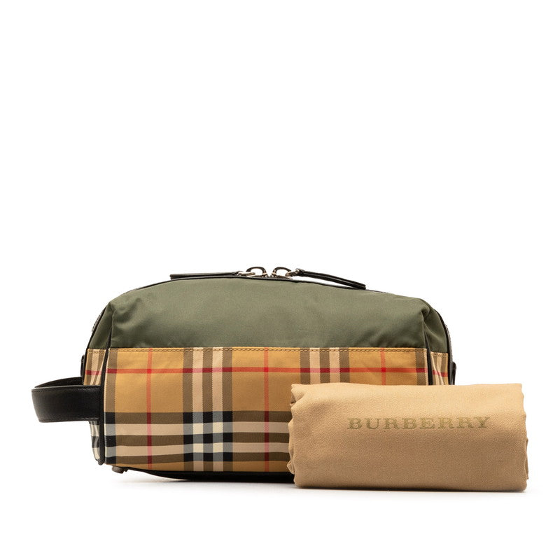 Burberry Nylon Leather Nova Check Clutch Pouch in Great Condition