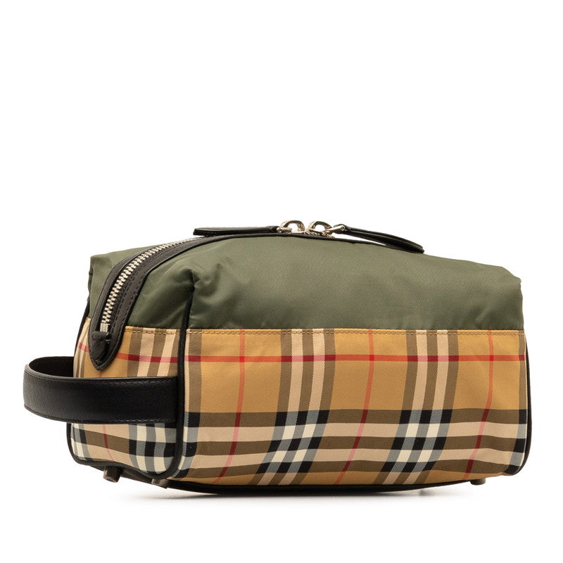 Burberry Nova Check Nylon Leather Clutch Pouch