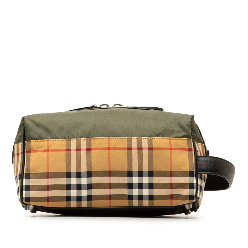 Burberry Nylon Leather Nova Check Clutch Pouch in Great Condition