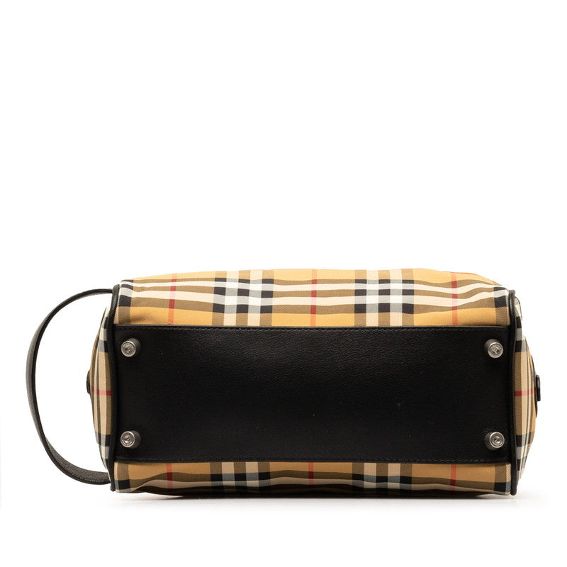 Burberry Nylon Leather Nova Check Clutch Pouch in Great Condition