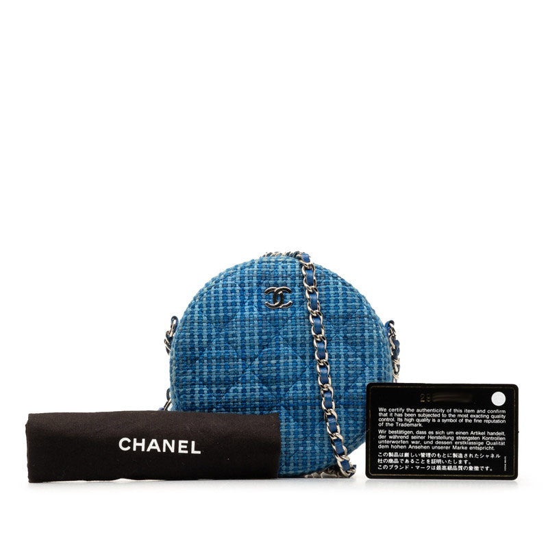 Chanel Tweed Leather Coco Mark Chain Shoulder Bag in Very Good Condition