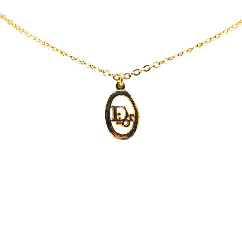 Dior Oval Logo Gold Plated Necklace in Great Condition