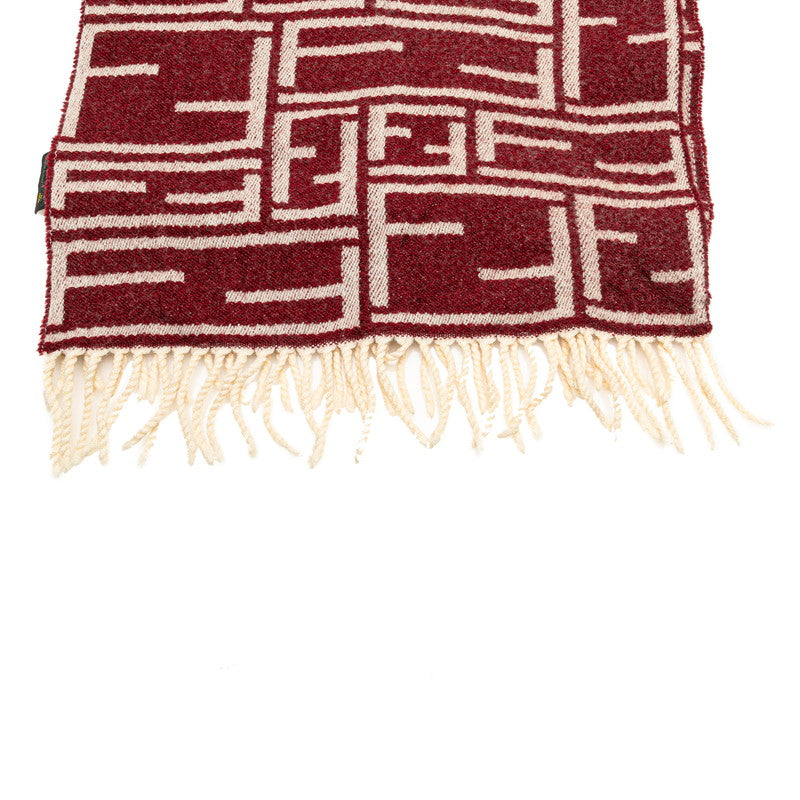 Fendi Wool Zucca Scarf Wine Red White