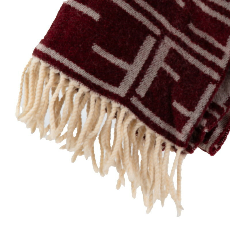 Fendi Wool Zucca Scarf Wine Red White