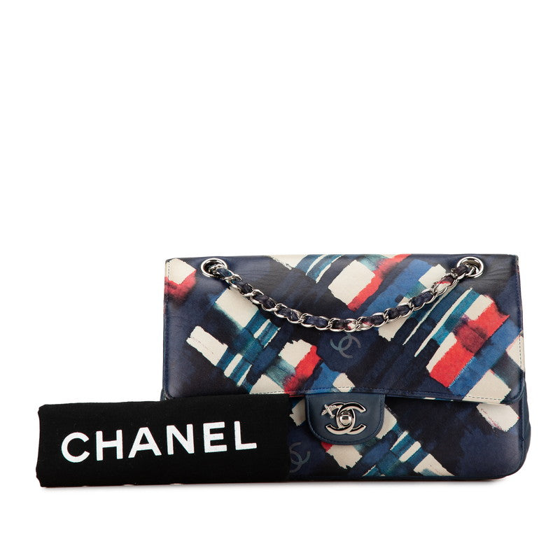 Chanel Airline Matelasse Double Flap Chain Shoulder Bag Blue Multicolor Lambskin in Very Good Condition