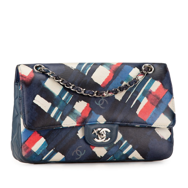 Chanel Airline Matelasse Double Flap Chain Shoulder Bag Blue Multicolor Lambskin in Very Good Condition