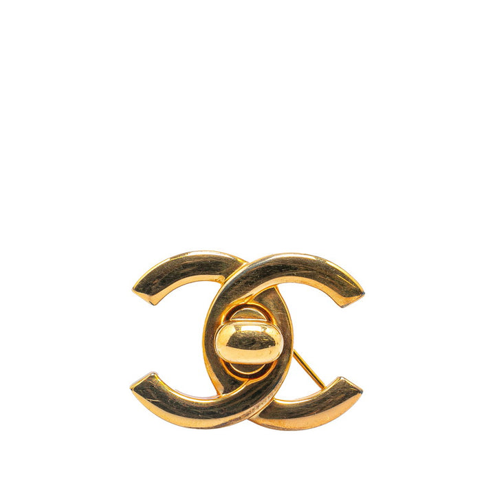 Chanel Coco Mark Turnlock Brooch Gold