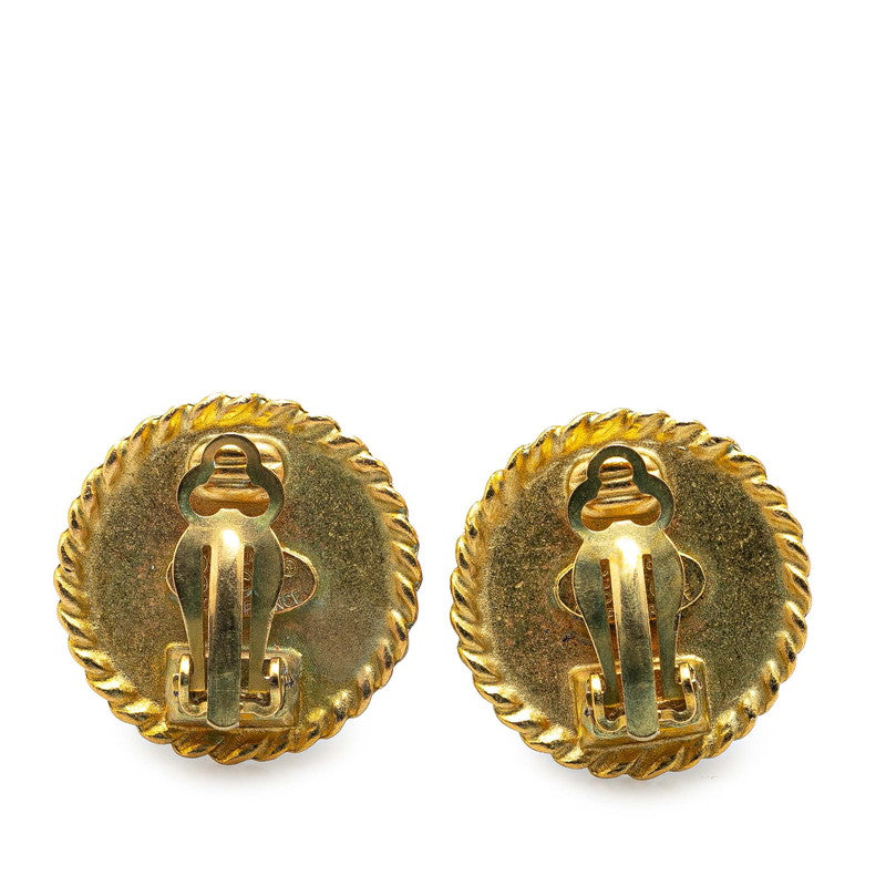 Chanel Vintage Coco Mark Earrings Gold Black