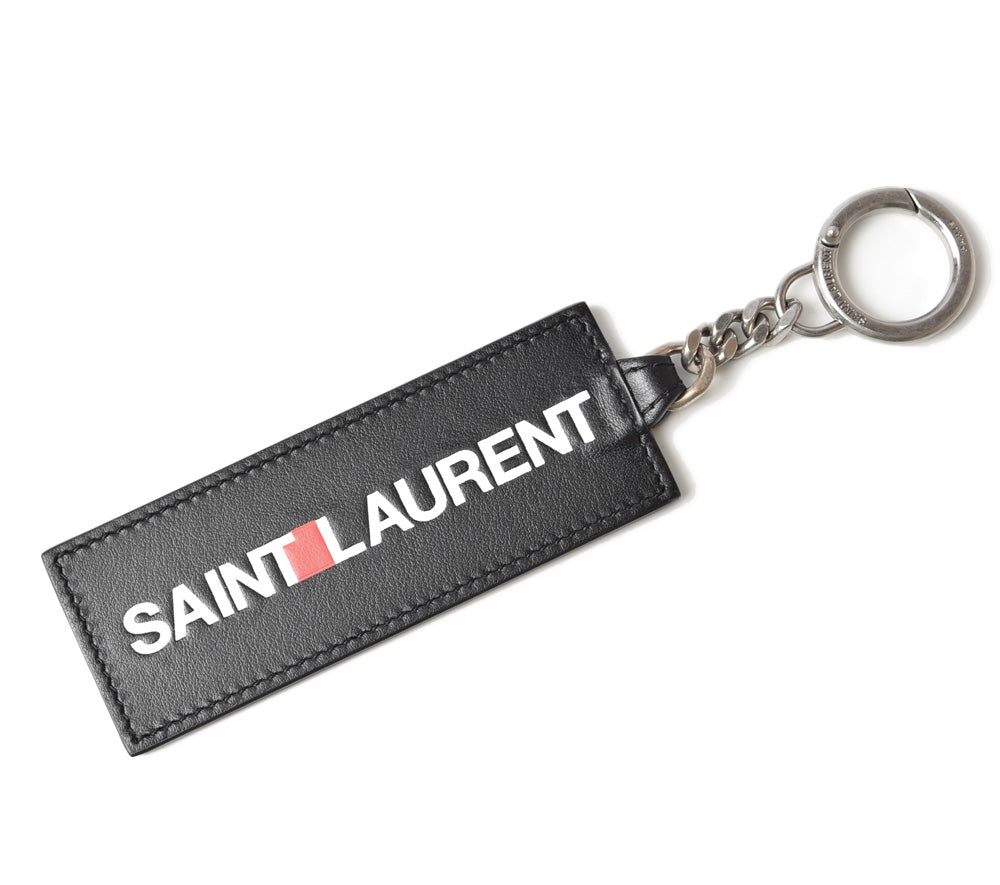 Yves Saint Laurent Calf Leather Keyring/Keychain Black