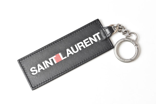 Yves Saint Laurent Calf Leather Keyring/Keychain Black