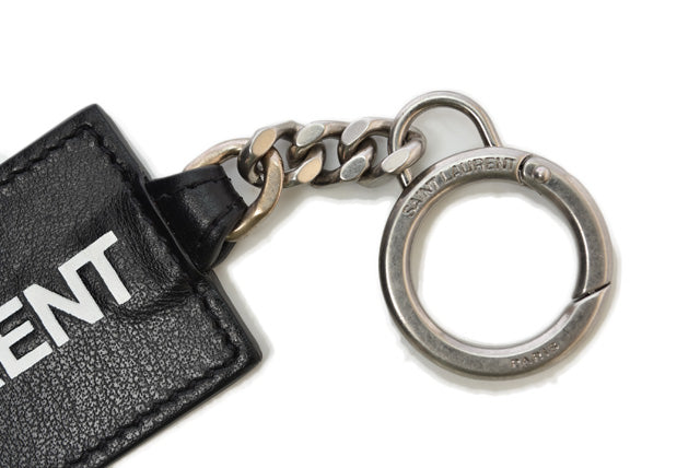 Yves Saint Laurent Calf Leather Keyring/Keychain Black