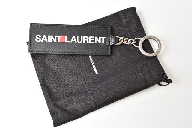 Yves Saint Laurent Calf Leather Keyring/Keychain Black