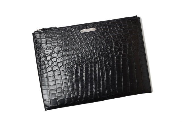 Saint Laurent Crocodile Embossed Leather iPad Clutch Bag