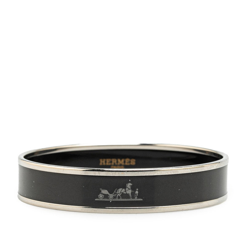 Hermes Enamel PM Caleche Bangle Black Silver