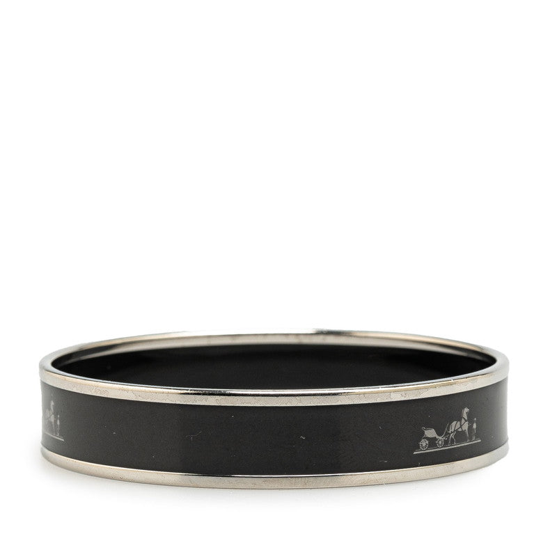 Hermes Enamel PM Caleche Bangle Black Silver