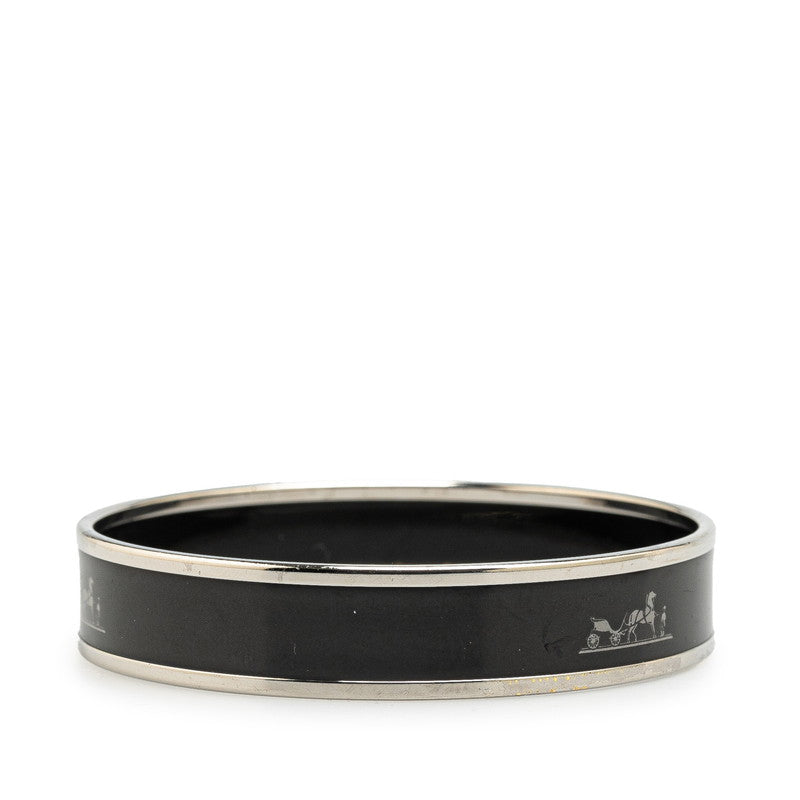 Hermes Enamel PM Caleche Bangle Black Silver