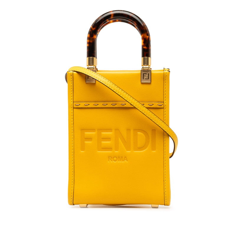 Fendi Leather Sunshine Shopper Small Logo Handbag 8BS051 in Very Good Condition