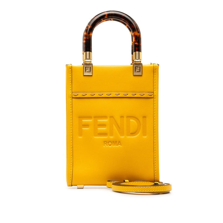 Fendi Leather Sunshine Shopper Small Logo Handbag 8BS051 in Very Good Condition