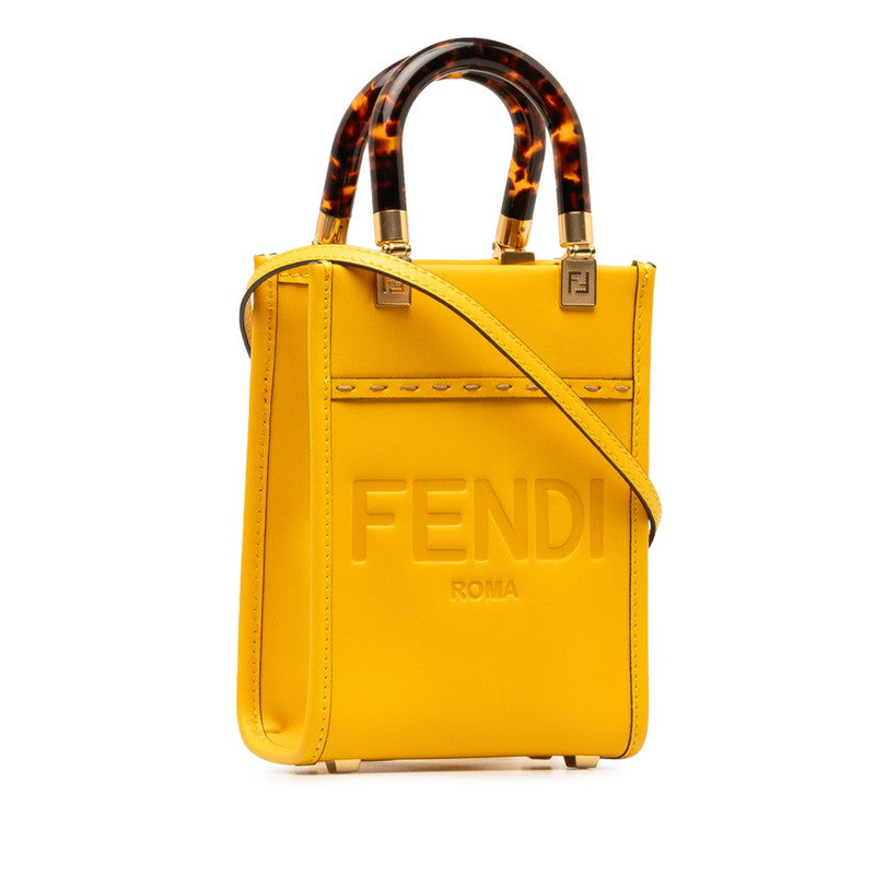 Fendi Leather Sunshine Shopper Small Logo Handbag 8BS051 in Very Good Condition