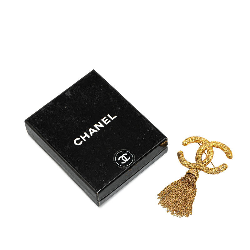 Chanel Vintage Coco Mark Tassel Brooch Gold Plated