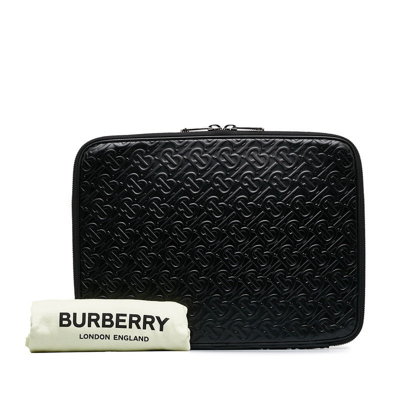 Burberry Leather TB Monogram Clutch Bag