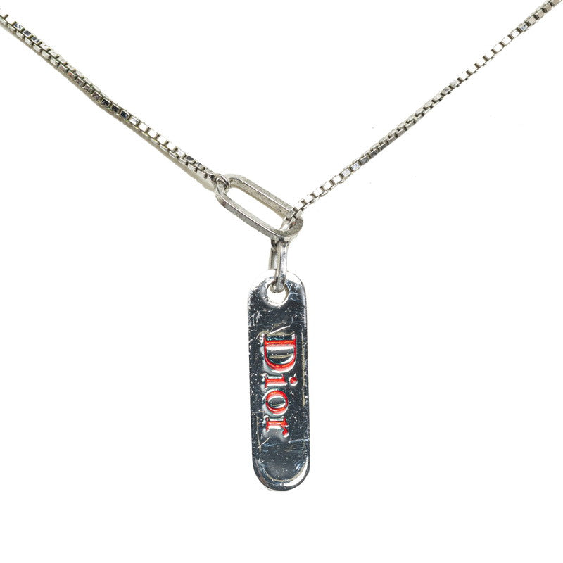 Dior Stainless Steel Logo Plate Venetian Chain Necklace