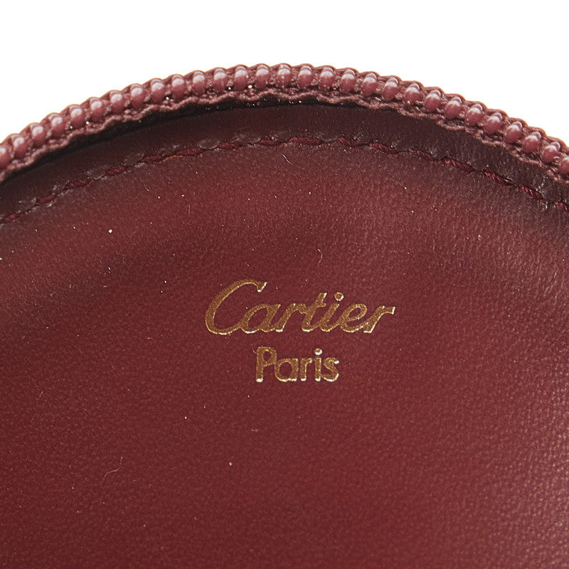 Cartier Must Line Round Coin Case Wine Red Leather in Very Good Condition