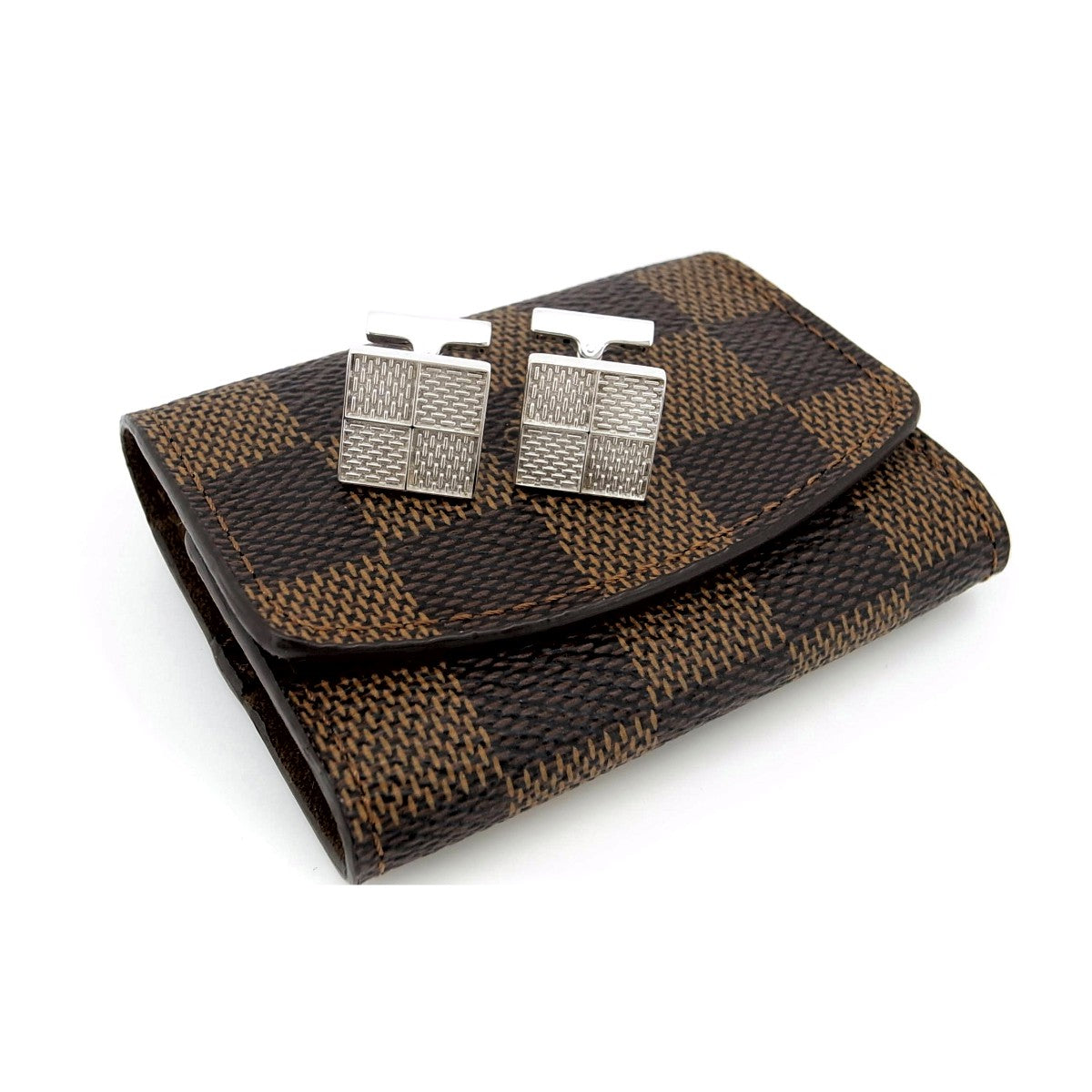 Louis Vuitton Damier Boutons de Manchette Cufflinks M64675 SV925 in Good Condition