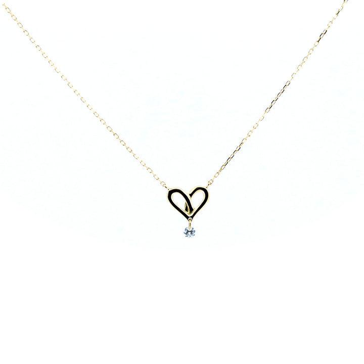 K18YG Yellow Gold Heart Necklace VC1388010100 in Great Condition