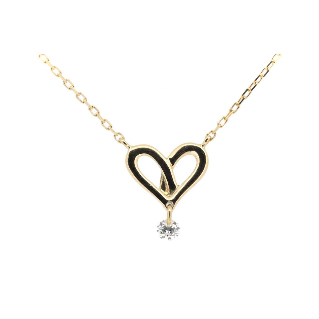 K18YG Yellow Gold Heart Necklace VC1388010100 in Great Condition